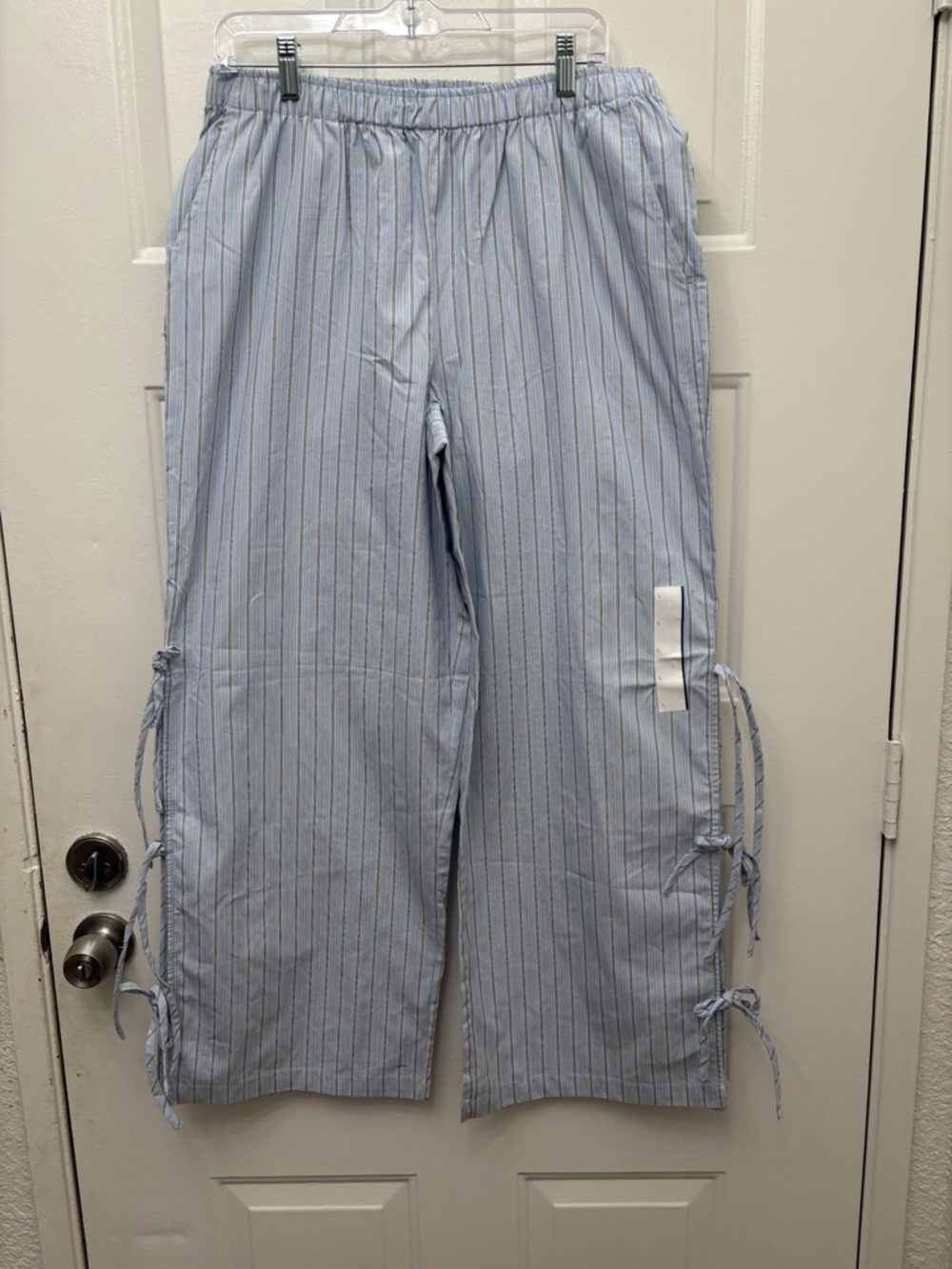wild fable Light Blue Pinstripe Drawstring Side-Tie Joggers